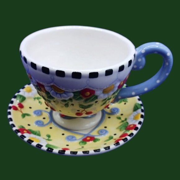 Mary Engelbreit Floral Ceramic Cup & Saucer Set muticolor - Picture 2 of 11